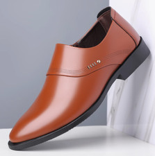 Mens British Pointy Toe Slip On Oxfords Wedding Dress Business Casual Shoes 2025