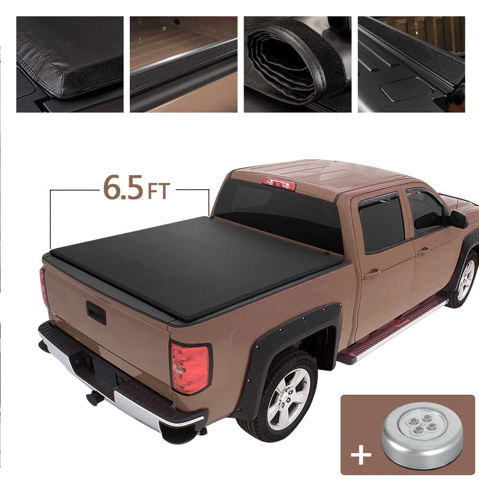Soft Roll Up Tonneau Cover For 94-02 Dodge Ram 1500/2500 Truck 6.5FT Short Bed Foto 2 de 4