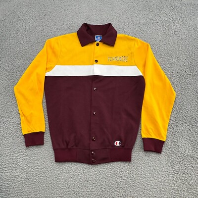 Vintage Champion Snap Up Jacket Fennimore High School Maroon Size Small USA Made