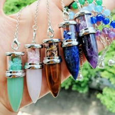 Colgante de péndulo de chakra de piedra natural potencia energética Reiki amuleto de curación