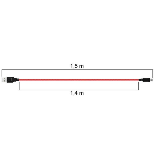 Cable de Carga y Datos USB 1,5m Rojo Trenzado Compatible con Ninten DSi 2DS 3DS - Imagen 3 de 6