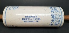 Antique Advertising Stoneware Brush-McCoy Wildflower Rolling Pin BRIDGEPORT, PA