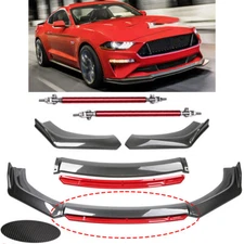 Front Bumper Lip Splitter Spoiler Body Kit Carbon Fiber Rods For Ford Mustang GT