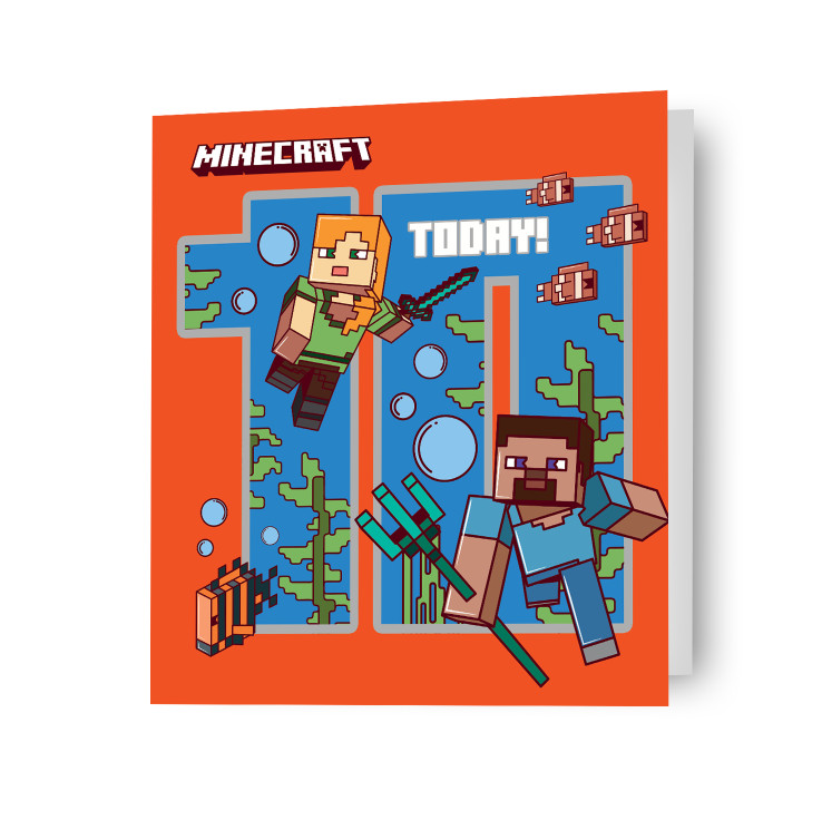 Age 10 Minecraft Birthday Card Gaming Card Kids Birthday Card Includes Envelope