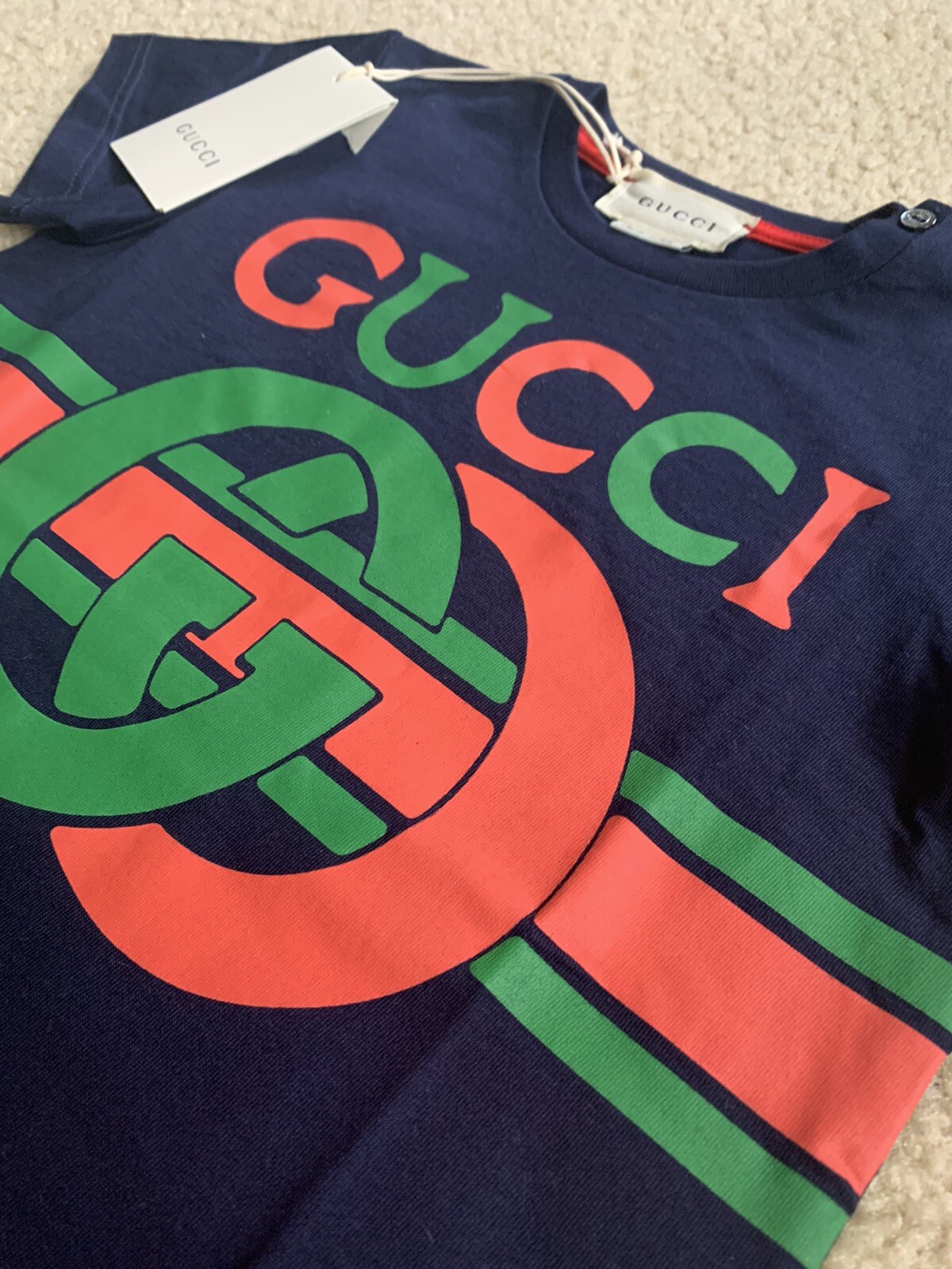 Gucci T Shirt Blue Baby 24 Months Logo. GG Cotton NWT | eBay
