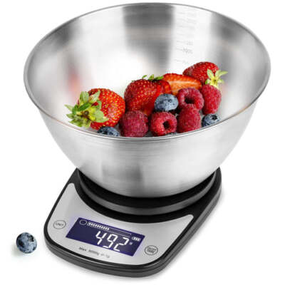 Duronic KS5000 BK/CR Küchenwaage Digital 5kg Haushaltswaage mit Tara-Funktion