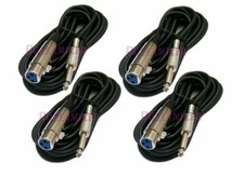 4x 15Ft XLR 3Pin Female to 1/4" Male Mono TS Plug Mic Microphone Cord Cable