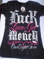 187 Inc Women's T-shirt fuk Love Get Money - Black/ Pink 187 Inc Women's T-shirt fuk Love Get Money - Black/ Pink