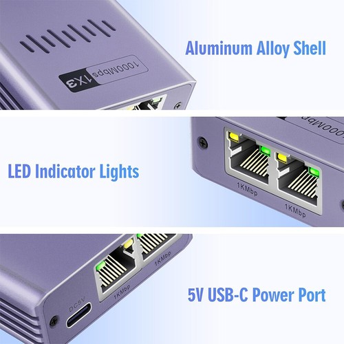 Répartiteur Gigabit Ethernet 1 To 2/3/4 Internet Splitter 1000Mbps RJ45 Splitter - Photo 17/21