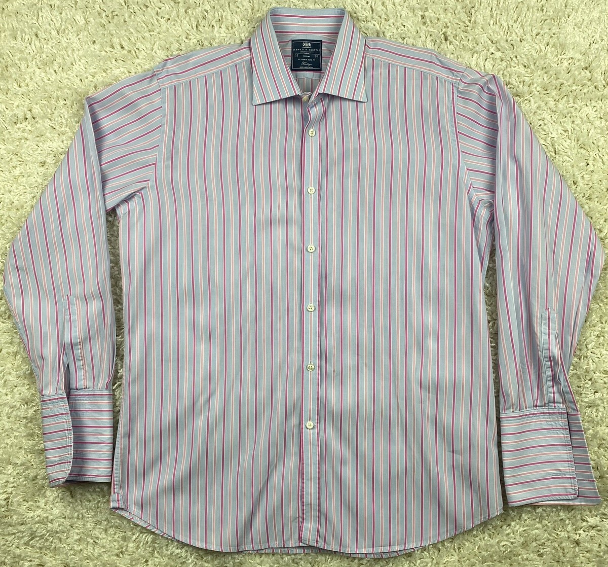 Hawes & Curtis Button Dress Shirt 17/36 St. James Slim Fit London Heritage  Pink | eBay