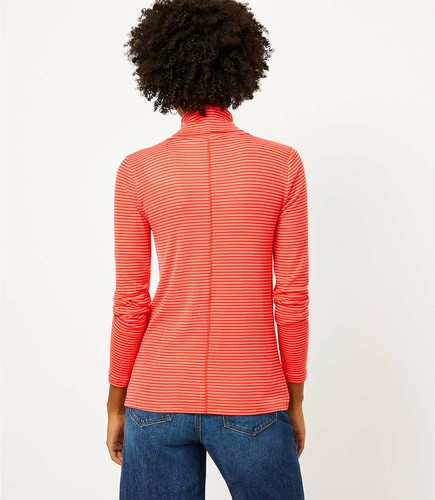 Loft Striped Ribbed Modern Turtleneck Top Orange So Soft Lightweight NEW XS-XXL - Picture 3 of 5