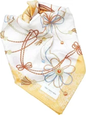 Trussardi Stile Japan Scarf Japanese Knot Paisley Border White 59cm