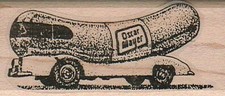 Wienermobile/Small 1 1/4 x 2 3/4" Rubber Stamp, Food Stamp, Wienermobile Stamp