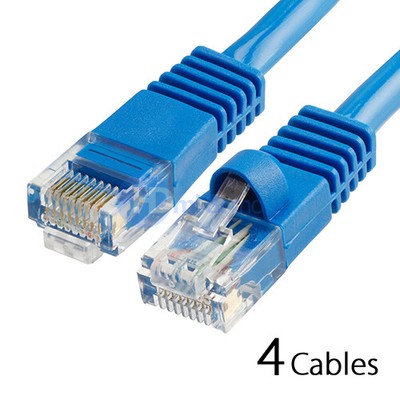 CAT5e Cable 7FT Ethernet Lan Network RJ45 Patch Cord Internet Blue - LOT of 4
