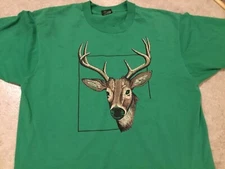 Vintage big buck deer green hunting Shirt Mens XL 90s USA Made single stitch