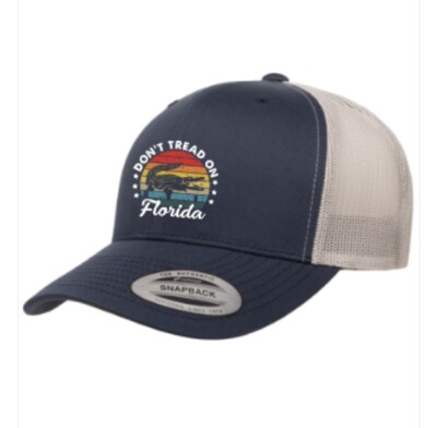 ''Don t Tread On Florida'' Gator Retro Trucker Hat Snapback Navy/Wht NEW