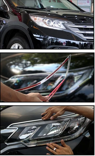 Cubierta de lámpara de luz delantera de coche cromada ABS de 2 piezas para Honda CRV CR-V 2012-2014 - Imagen 4 de 8