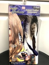 Snap-On Feathers Instant REAL Feather Extensions Purple Chestnut As Seen On TV
