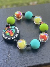 Handmade Autism Puzzle Piece Heart Beaded Bracelet