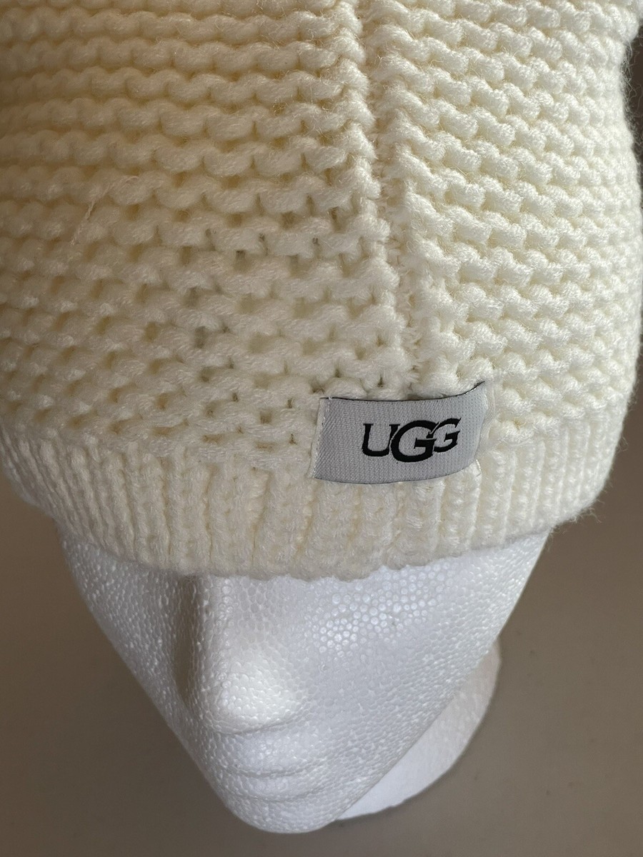 UGG CHUNKY WOOL BLEND KNIT BEANIE WITH POMPOM IN IVORY ONE  display picture 2