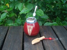 Universidad Católica Futbol - Hand Made Gourd + Straw + BONUS SPOON  Yerba Mate