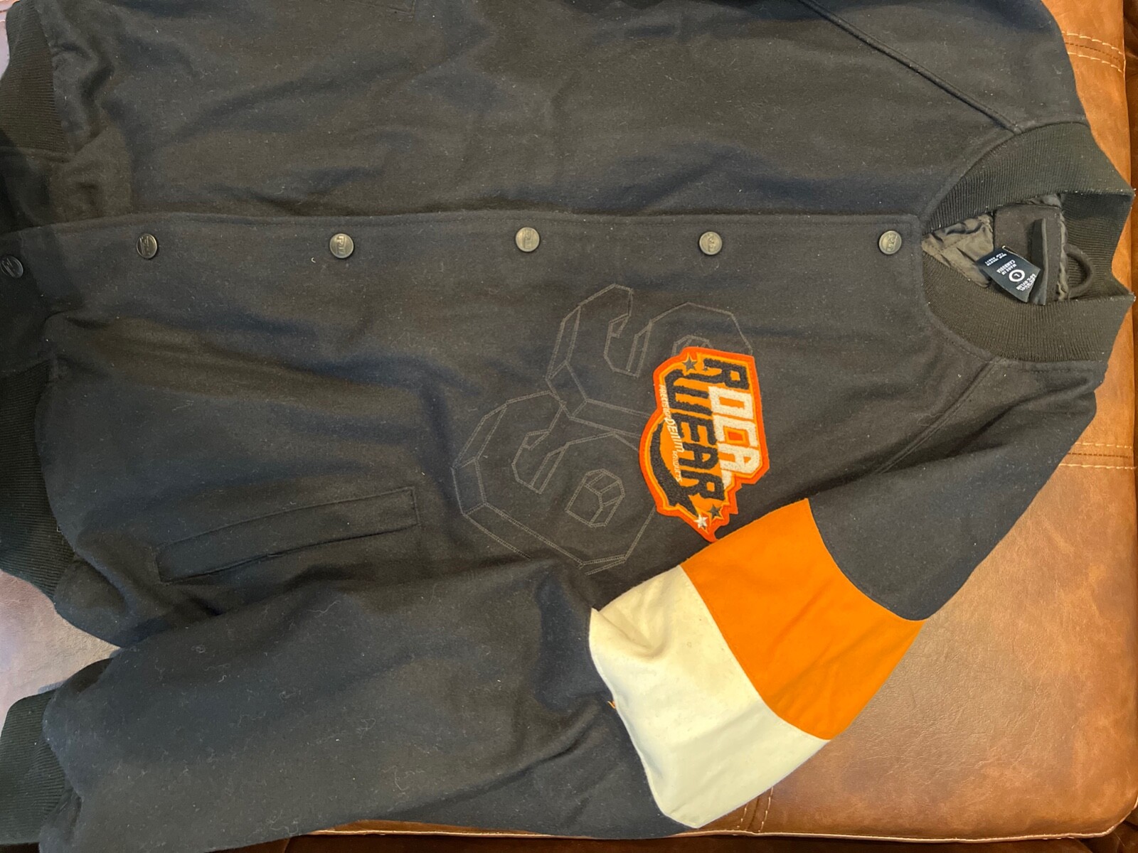 preowned authentic Rocawear jacket navy white ora… - image 4