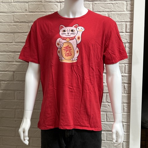 T-shirt Graphique Homme Shiroi Neko Noir Tatouage - Taille L, Coton Fait Main