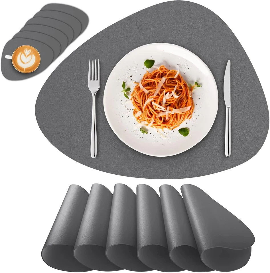 Tischsets Abwaschbar - 6er Set Platzsets Abwaschbar Oval mit 6er