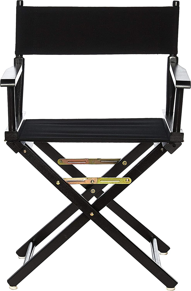 Foldable Director Chair Seat Black Frame Solid Wood 18in Canvas