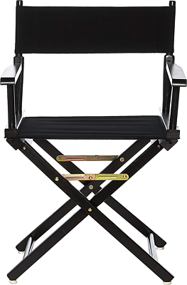 Foldable Director Chair Seat Black Frame Solid Wood 18in Canvas