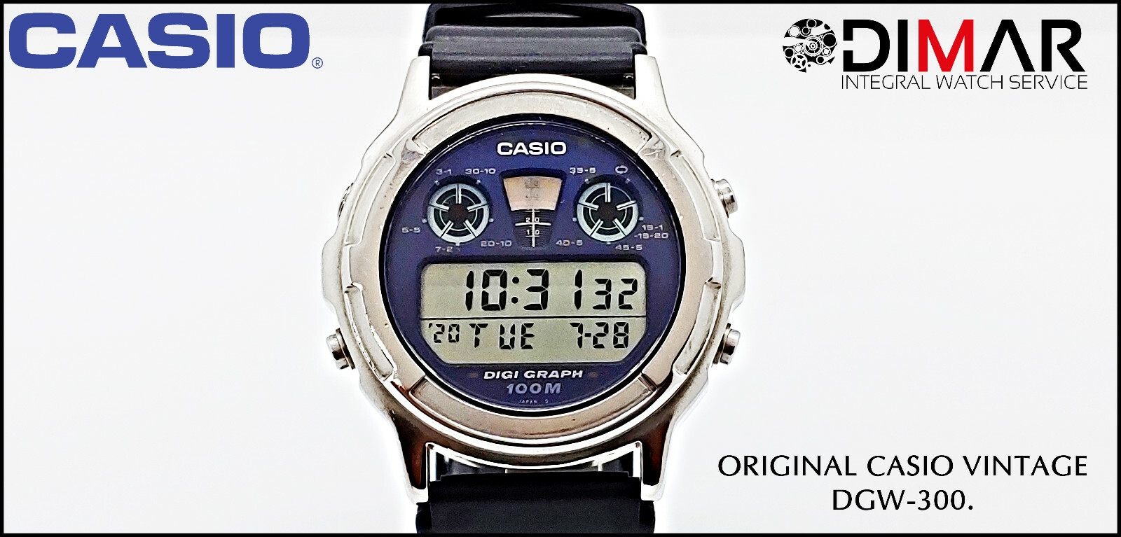VINTAGE CASIO DGW-300. DIGI-GRAPH. QW.828.JAPAN. WR.100m. AÑO.1988. | eBay