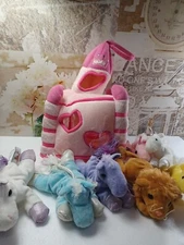 Unipak 7 plush toy 4 Unicorn Horse Plush Castle Carrying Case  Toy pink