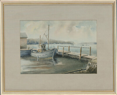 Ronald Carter - Aquarell Des 20. Jahrhunderts, Hafen Von Bembridge, Insel Wig...