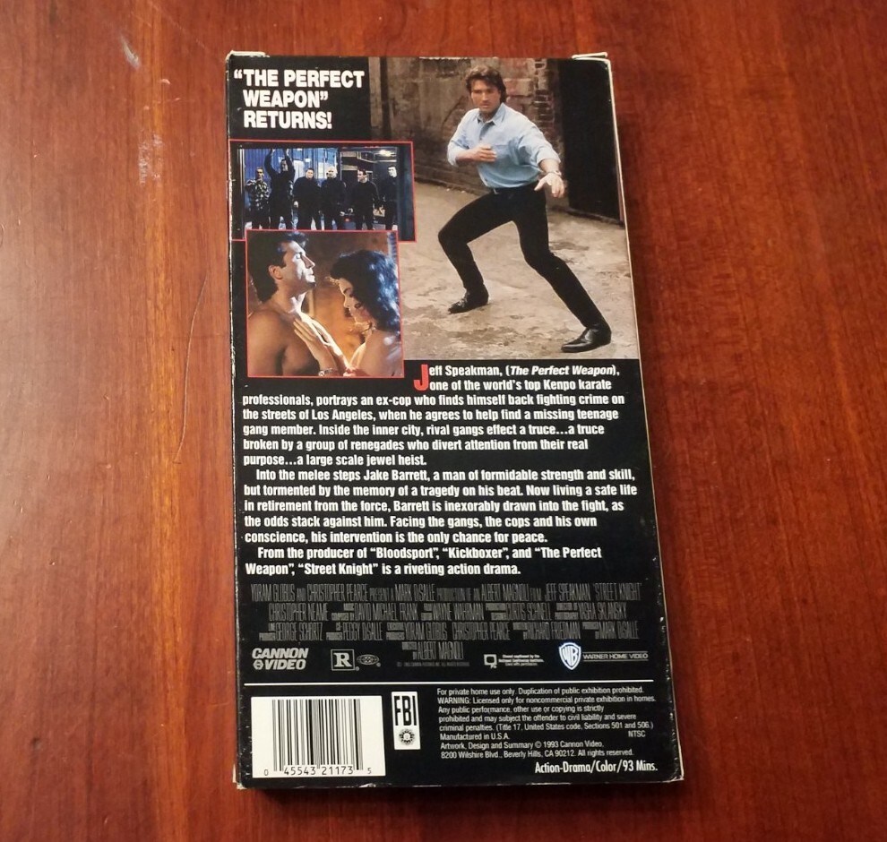 Street Knight (1993) VHS Cult Action Jeff Speakman Cannon Ex