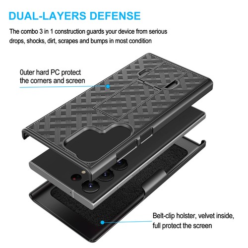 For Samsung Galaxy S24 /S23/S22/S21 Belt Clip Holster Case with Kickstand Cover - Picture 5 of 10
