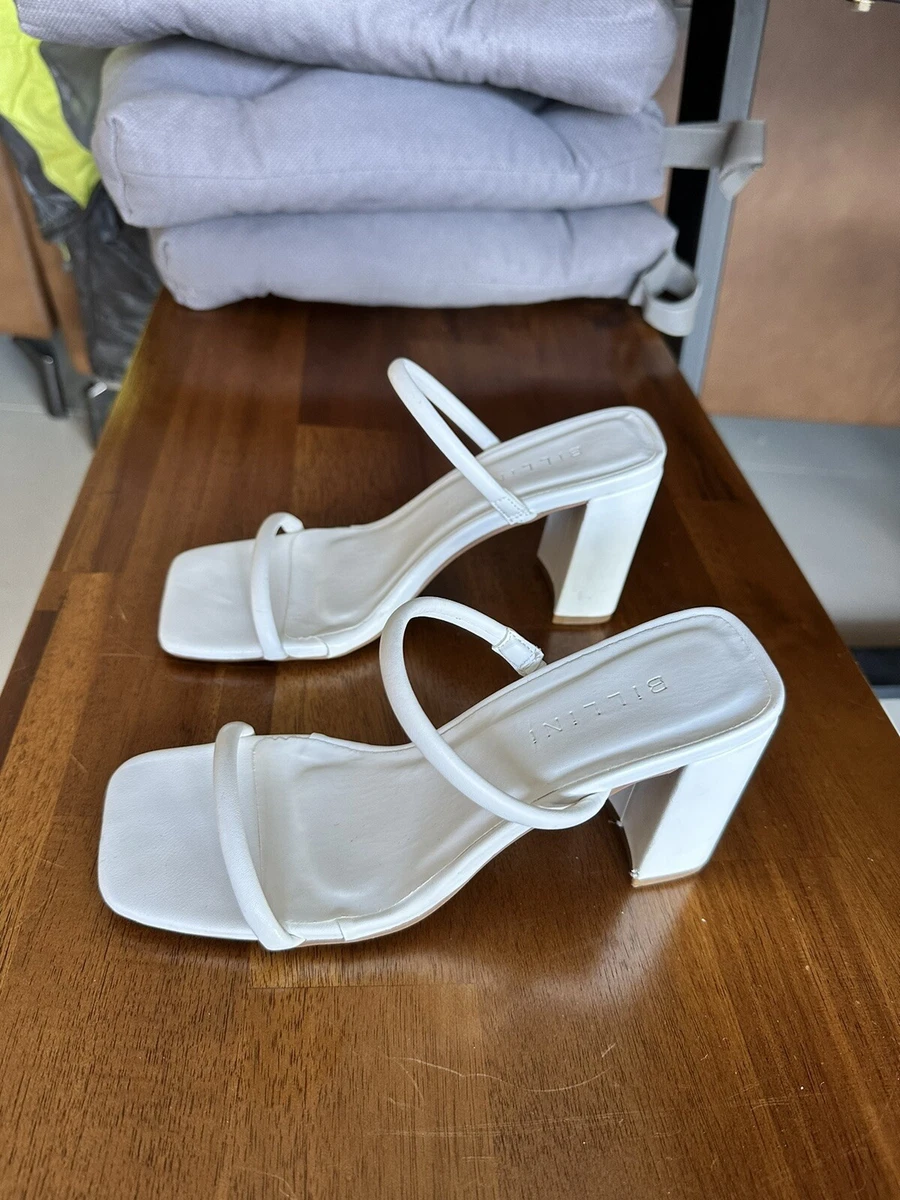 Billini White Sandal Block Heel Size 5 eBay