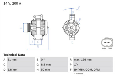 Bosch 0 986 047 490 alternator for Mercedes-Benz