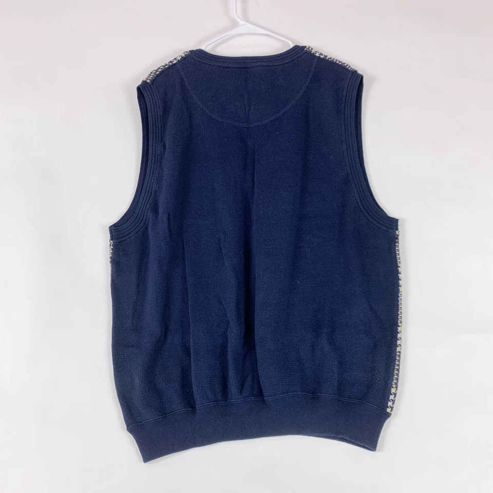 Cutter & Buck Cotton Blue Brown Yellow V-Neck Sweater Vest Mens XL - Image 2 of 4