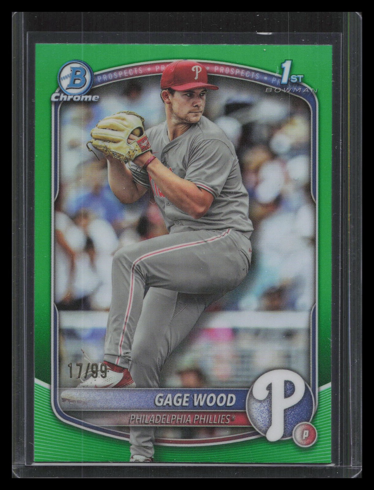 Gage Wood 2025 Bowman Draft #BDC-4 Chrome Green Refractor #/99