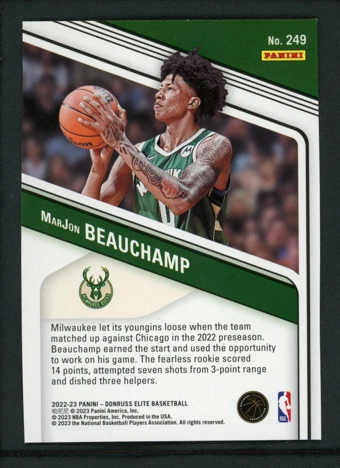 2022-23 MARJON BEAUCHAMP 09/10 PANINI DONRUSS ELITE ROOKIE RC #249 - Image 2 of 2