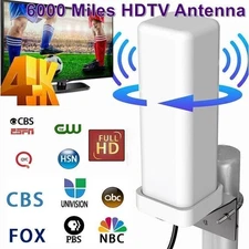 6000Miles Outdoor TV Antenna Digital HDTV 4K Antenna Signal Booster 35DBI US NEW