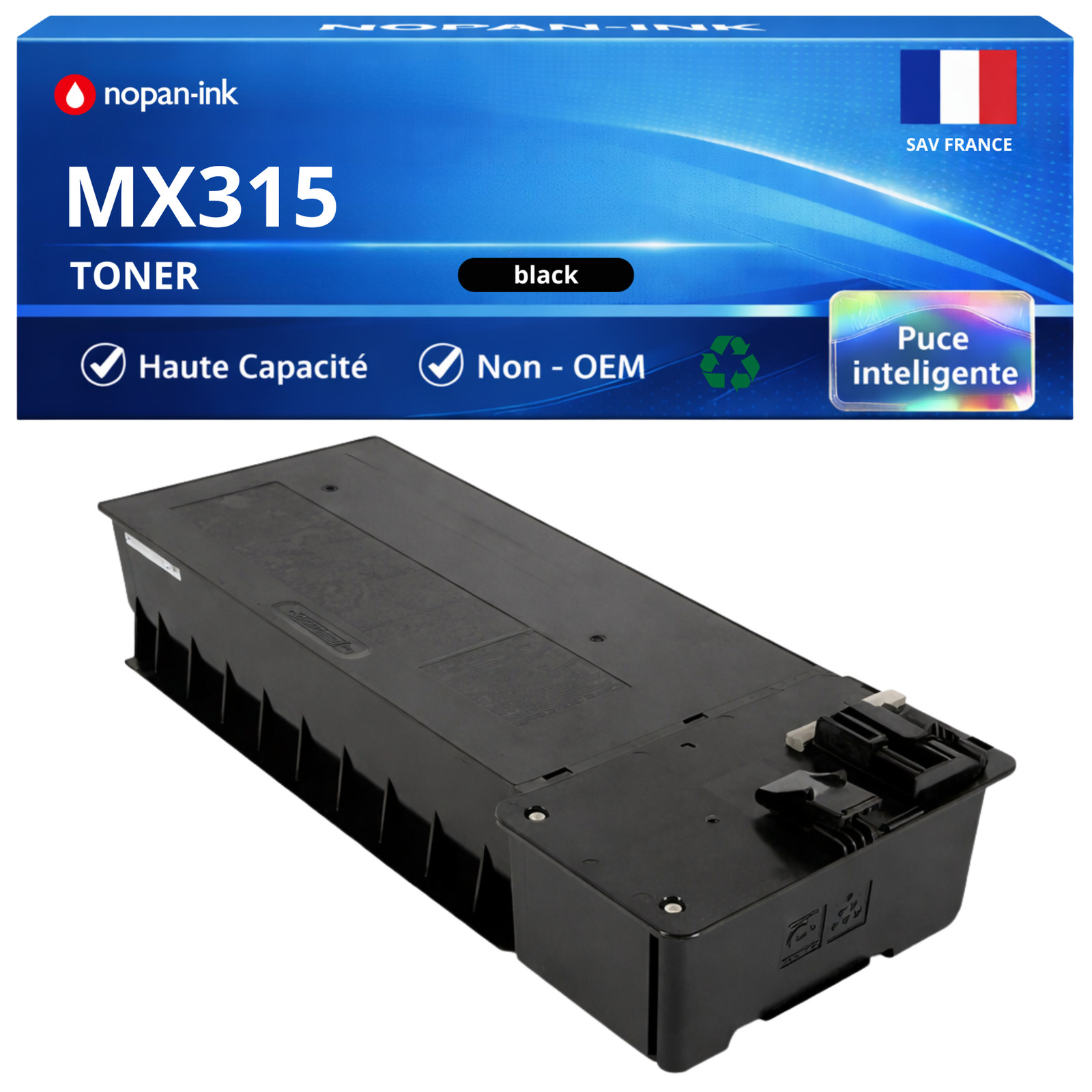 Toner compatible Sharp MX315GT noir pour grands volumes d'impression