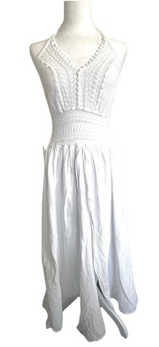 Seaspice Gauze Dress Peruvian Cotton Halter Top Bridal Shower Bachelorette Beach - Picture 1 of 8