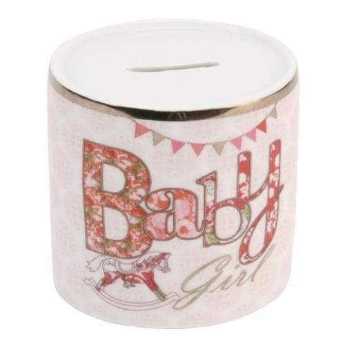 Money Bank - Baby Girl Design - New Baby Christening Gift Idea