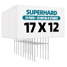 25 PACK Lawn Signs Corrugated Plastic 17x12 Inches Blank Yard Signs with Stak...