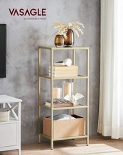 VASAGLE 4-Tier Glass Shelf, Bookshelf, Storage Rack, Tempered Glass, LGT28G