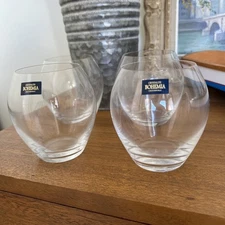 Crystalite Bohemia Czech Republic Whiskey Glasses 4” Ball Tumblers Set of 4