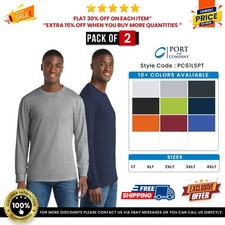 2 Pack Of Port  Company PC61LSPT Men's Tall Essential Pocket Tee Top T-Shirt