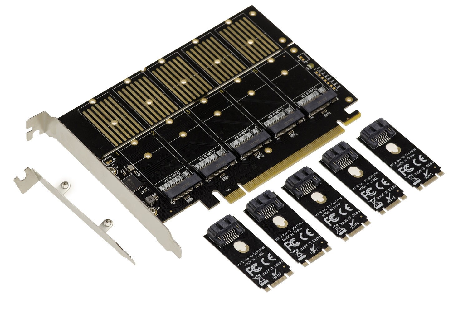 Carte contrôleur PCIe 3.1 16x adaptateur multiprise SSD M.2 NGFF B Key SATA PC