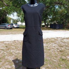 Tory Burch Black Sleeveless Sheath Dress with Front Flap Pockets Size 12